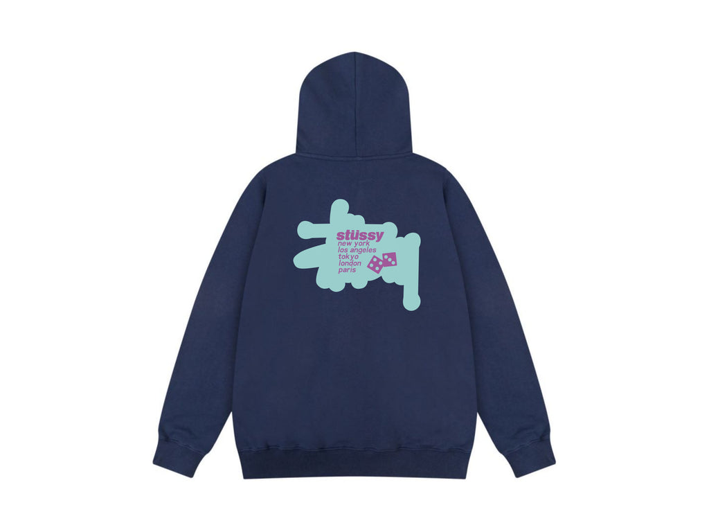 Stussy Zip Up Hoodie Multi Graphic Letter Print Streetwear Jacket