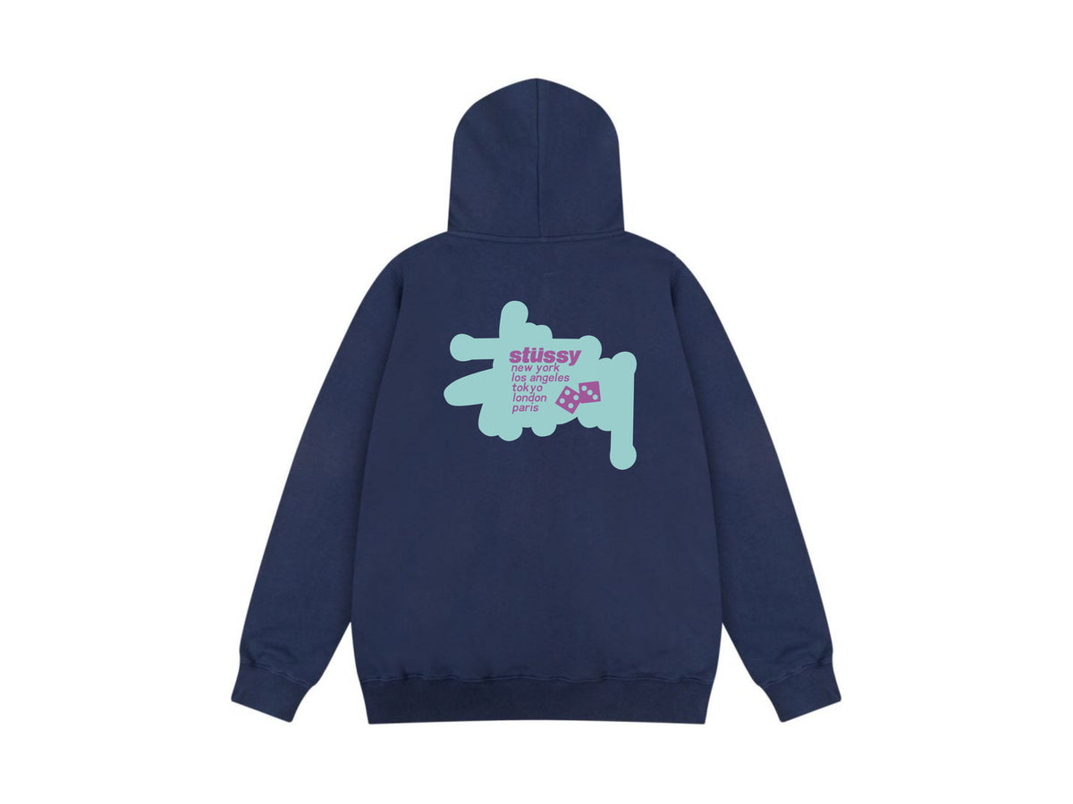Stussy Zip Up Hoodie Multi Graphic Letter Print Streetwear Jacket