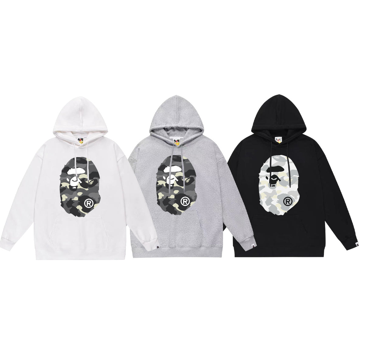 Bape Camo Ape Head Graphic Vintage Washed Oversized Hoodie Streetwear