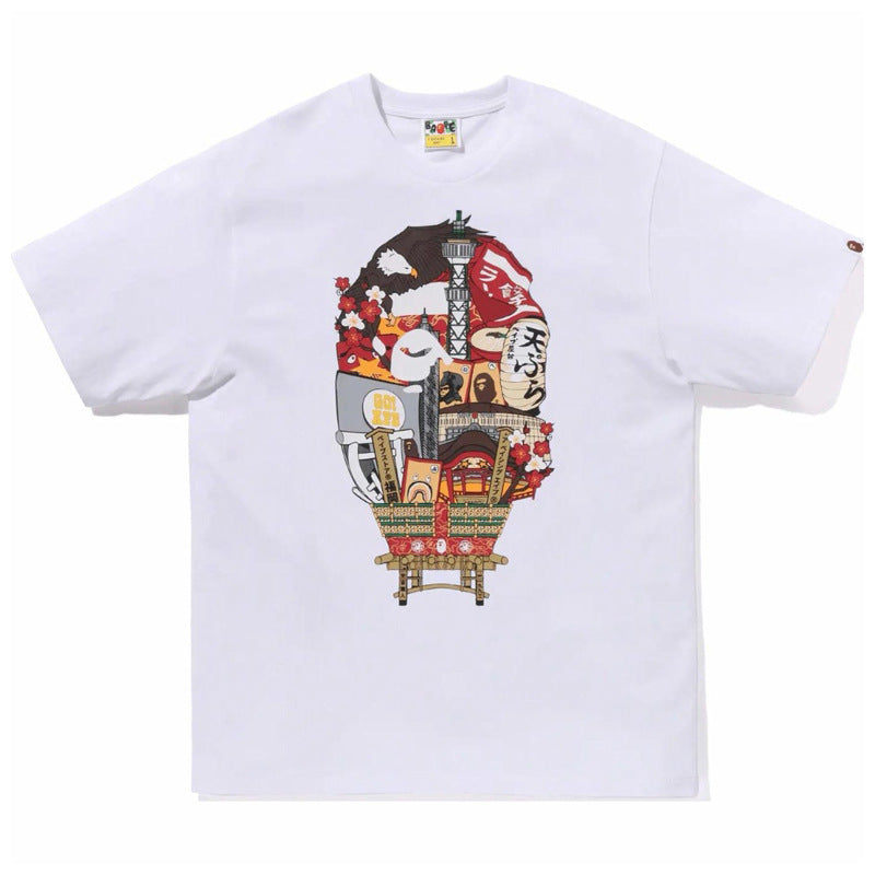 BAPE Ape Head Camo Shark Print Crew Neck Short Sleeve T‑Shirt Unisex