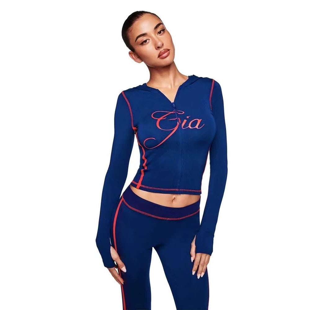 I.AM.GIA Contrast Trim Zip Hoodie Pants 2 Piece Set Women
