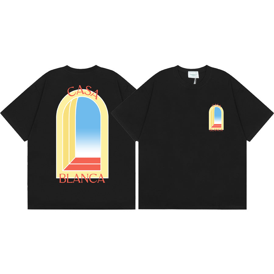 2026 New Casablanca Logo Print Loose Fit Unisex Short Sleeve T-Shirt