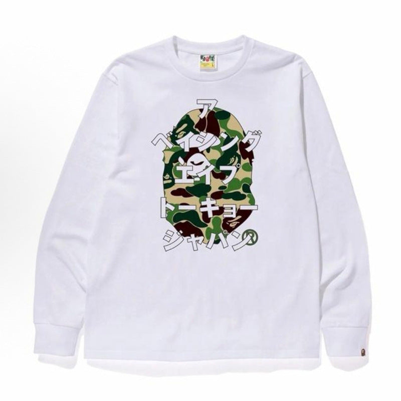Bape Baby Milo Camo Ape Head Graphic Oversized Long Sleeve Tee Street