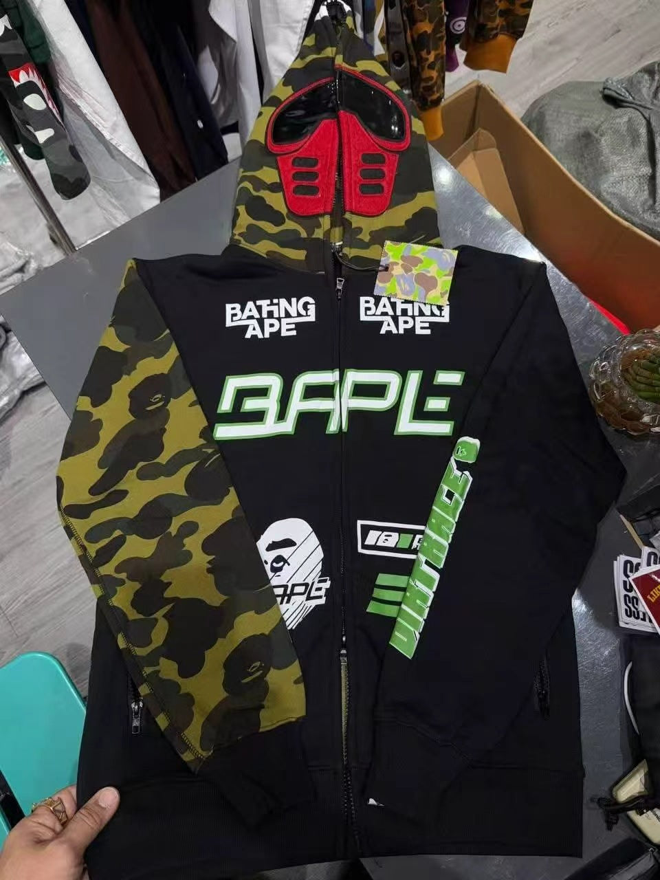 BAPE BMX Mask Dirt Race Edition Shark ABC Camo Full Zip Hoodie