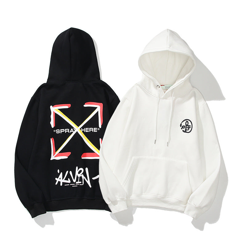 Off White Arrow Graphic Print Hoodie Streetwear Unisex