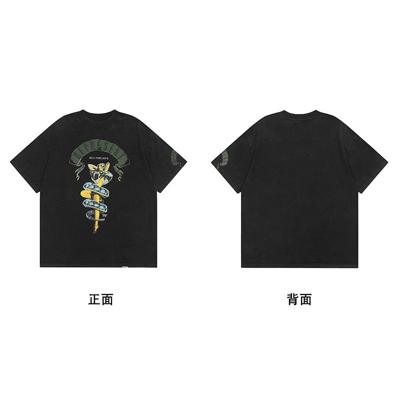 Represent Shark Washed Graphic Oversized Tee Streetwear Unisex