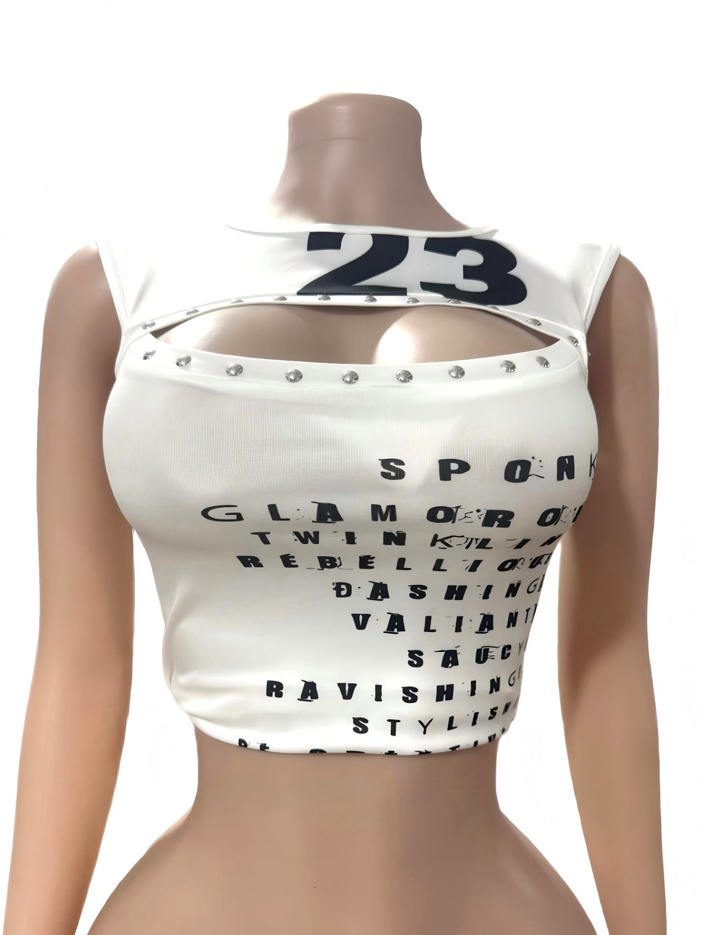 Letter Print Cutout Sleeveless Crop Tank Top Women
