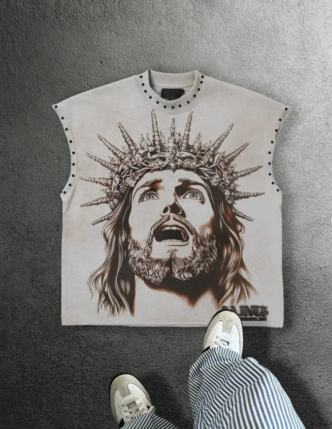 Saints Global Double Sided Graphic Rivet Sleeveless Tank Top Unisex