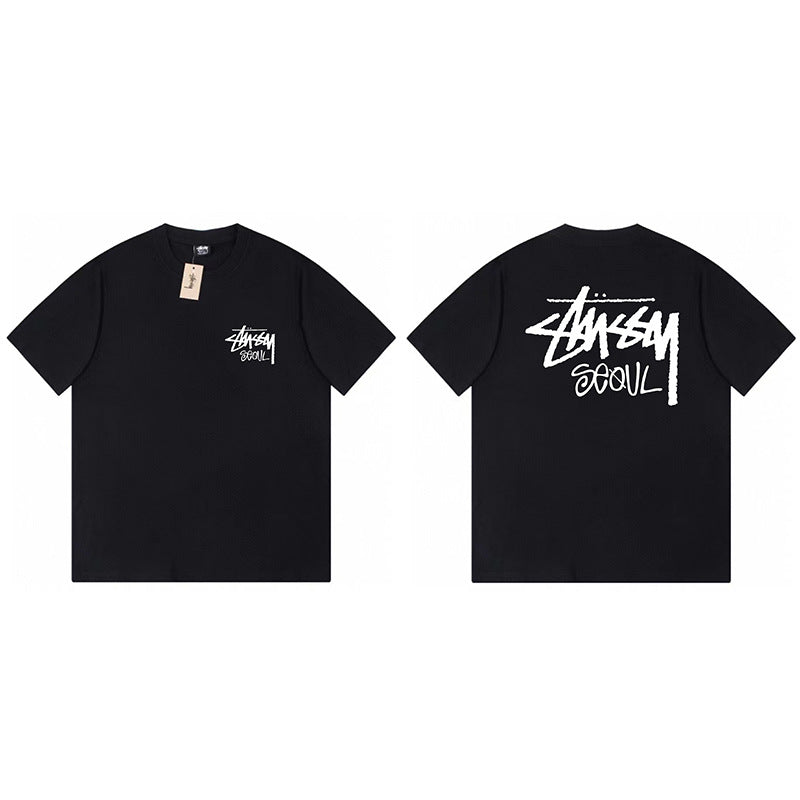 Stussy Graphic Print Collection Loose Casual Short Sleeve T-Shirt