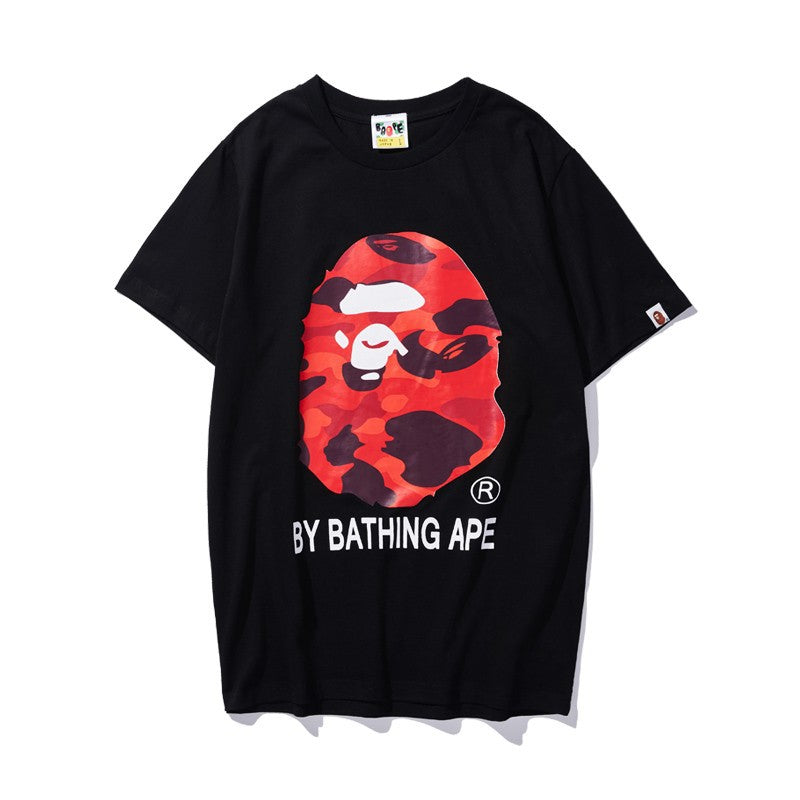 BAPE Camo Shark Ape Head Print Crew Neck Short Sleeve T‑Shirt Unisex