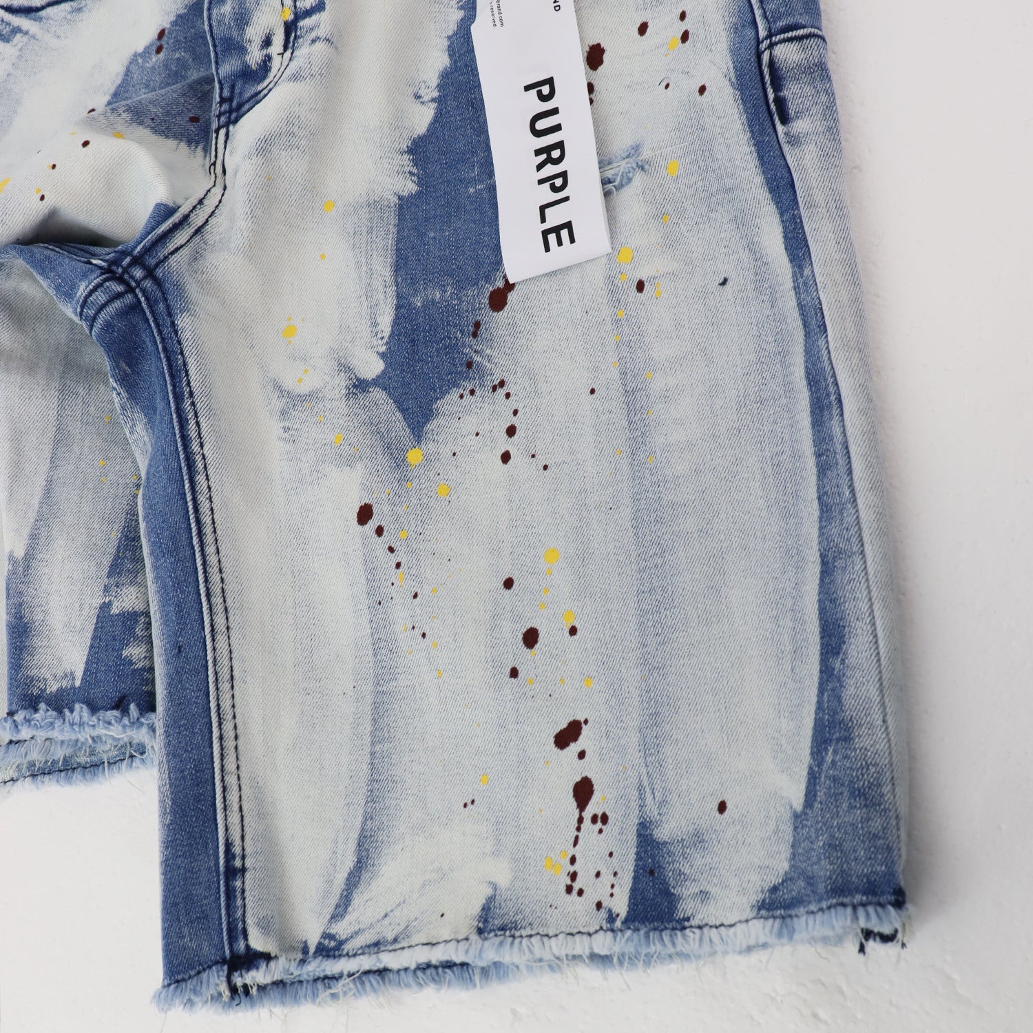 Purple Brand Brush Paint Distressed Denim Shorts Unisex
