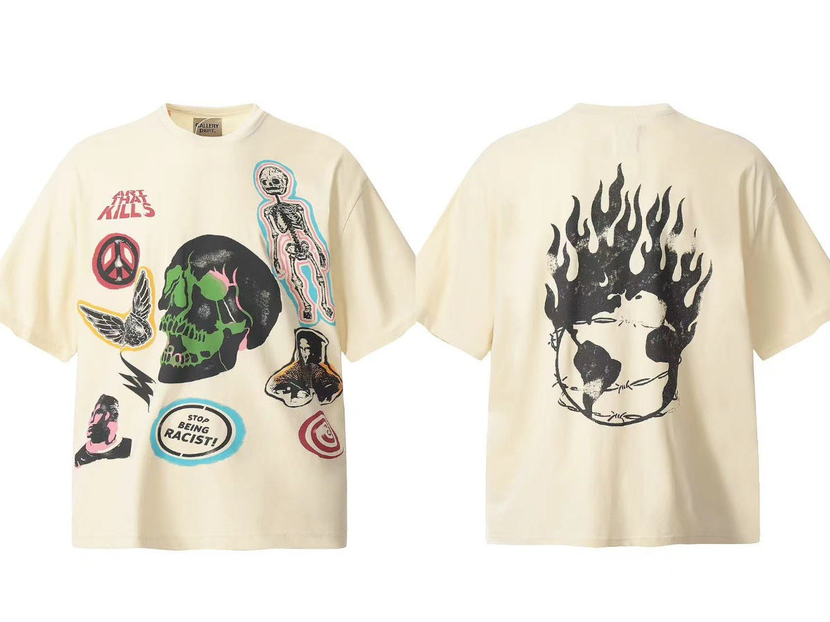 Gallery Dept Vintage Washed Graphic Short Sleeve Tee Streetwear Unisex