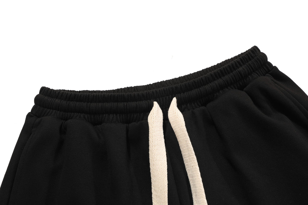 Pique Double Fabric Letter Embroidery Drawstring Casual Shorts