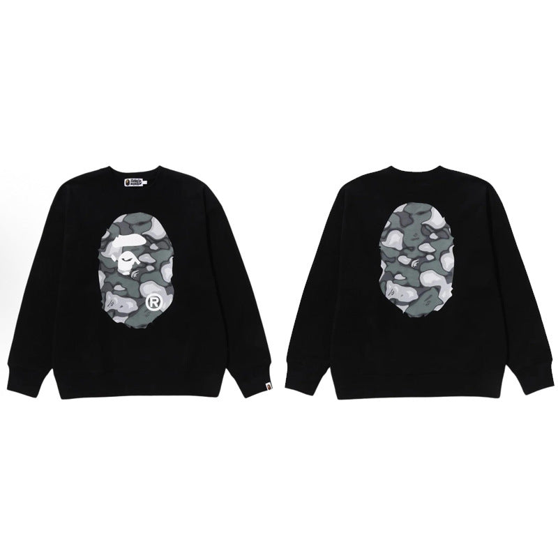 Bape Camo Ape Head Graphic Washed Oversized Crewneck Streetwear