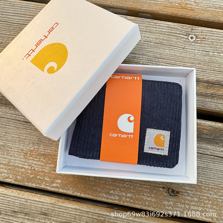 Carhartt Patch Logo Bifold Wallet Canvas Corduroy Paisley Card Holder