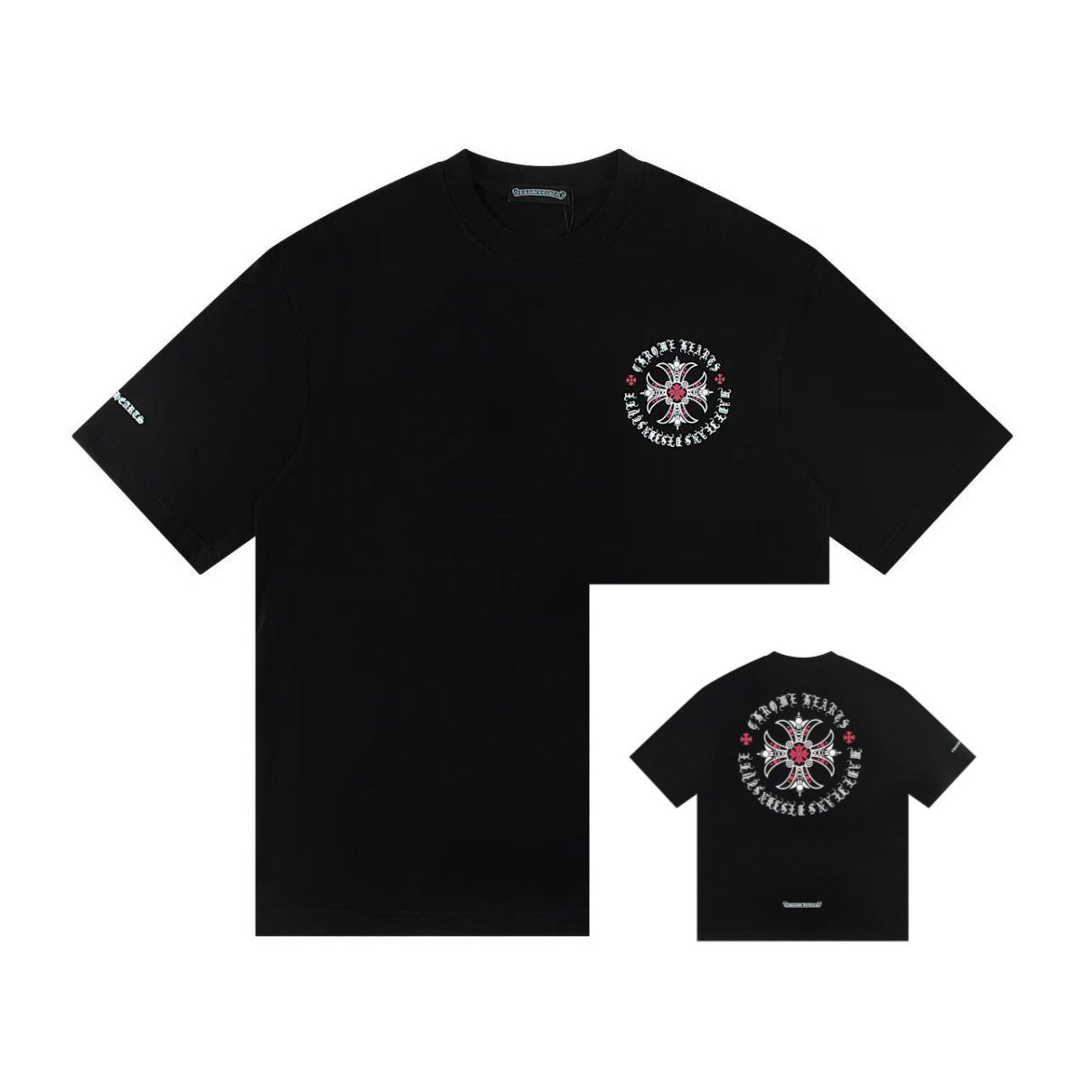 Chrome Hearts Color Sanskrit Cross Horseshoe Print Short Tee Unisex
