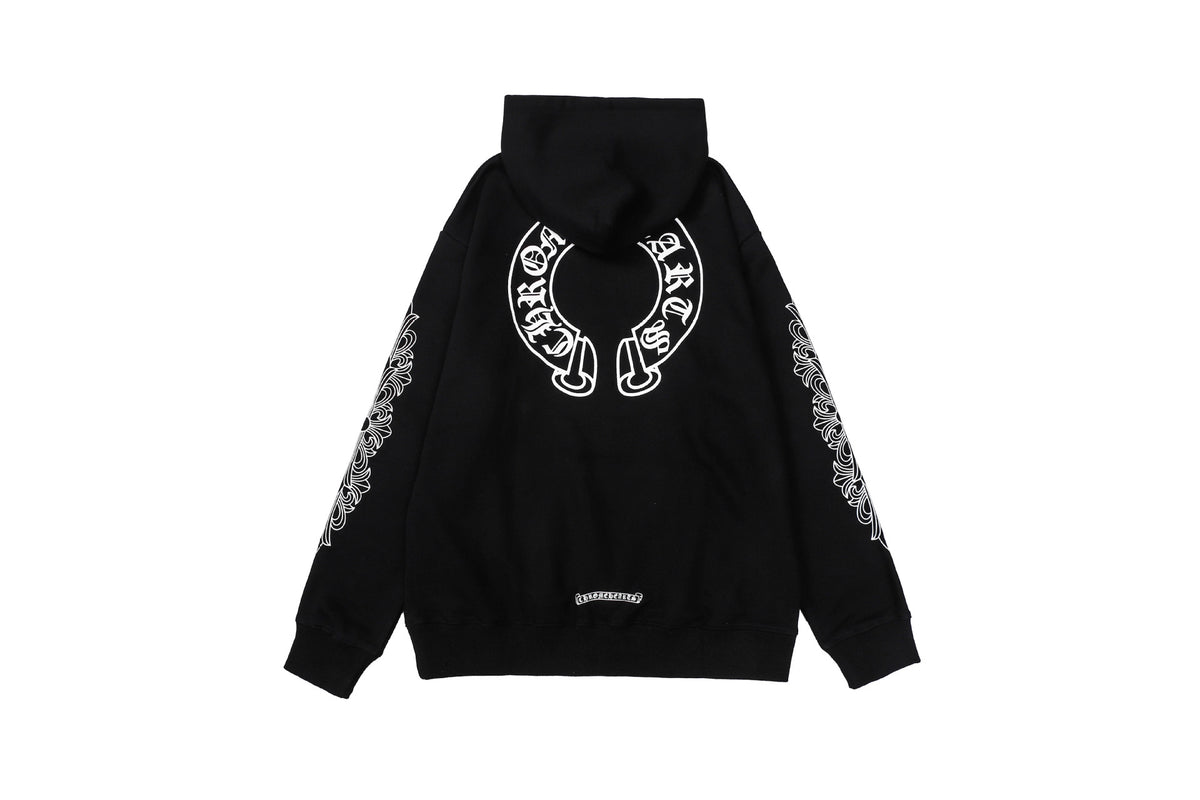 Chrome Hearts Multi‑Cross Sanskrit Graphic Oversized Hoodie Streetwear