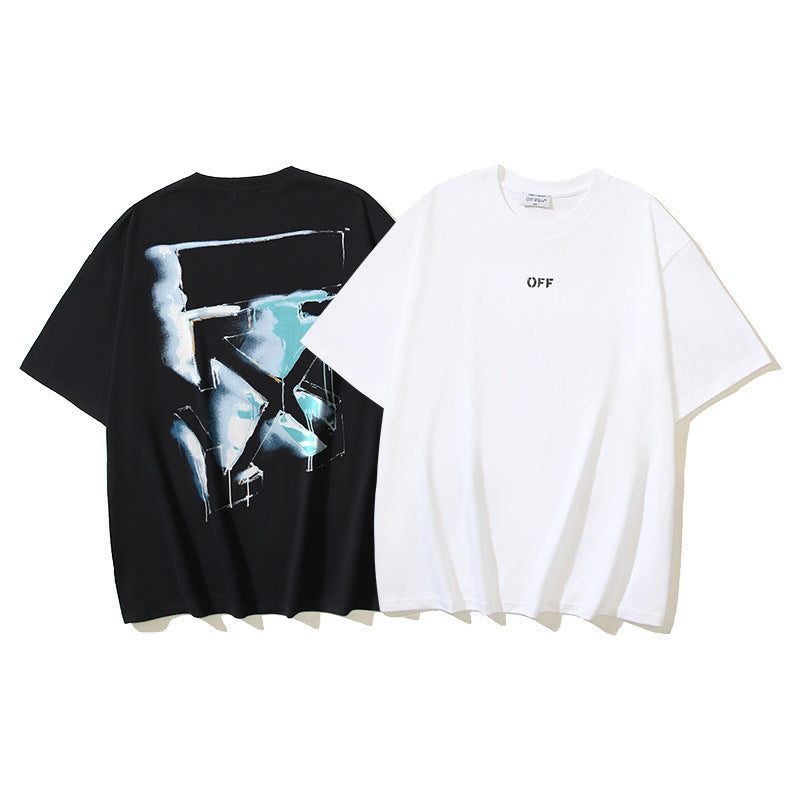 Figure Arrow Graphic Print Streetwear Crew Neck Short Sleeve T Shirt