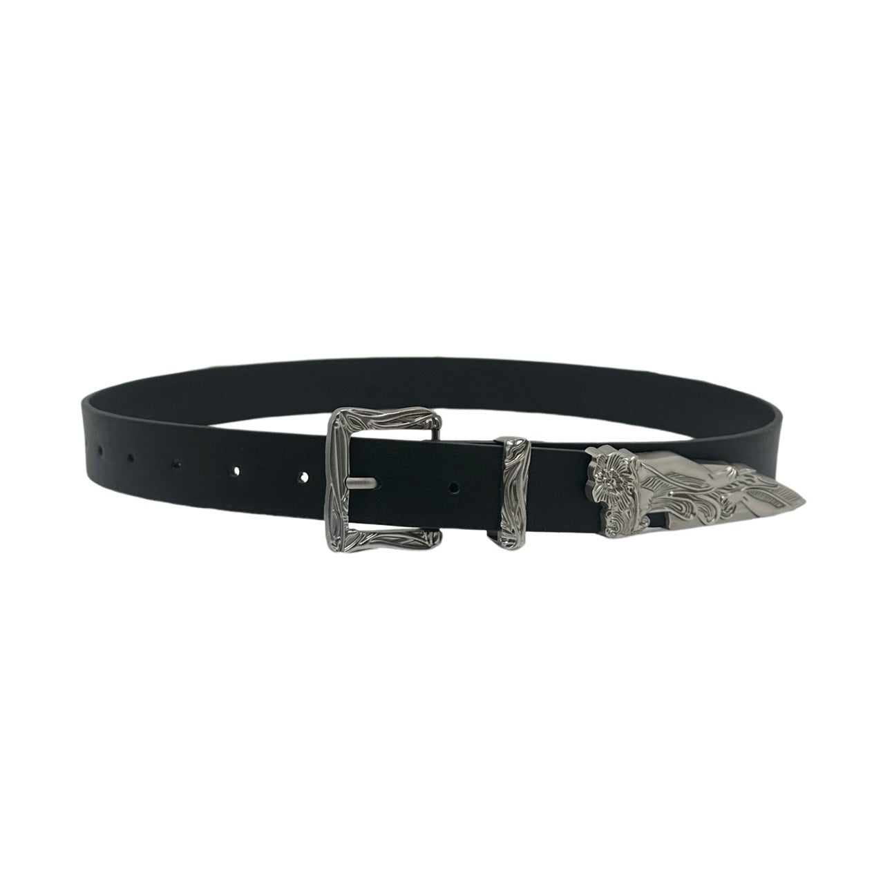 Retro Western Engraved Mermaid Dagger Leather Belt Streetwear Unisex