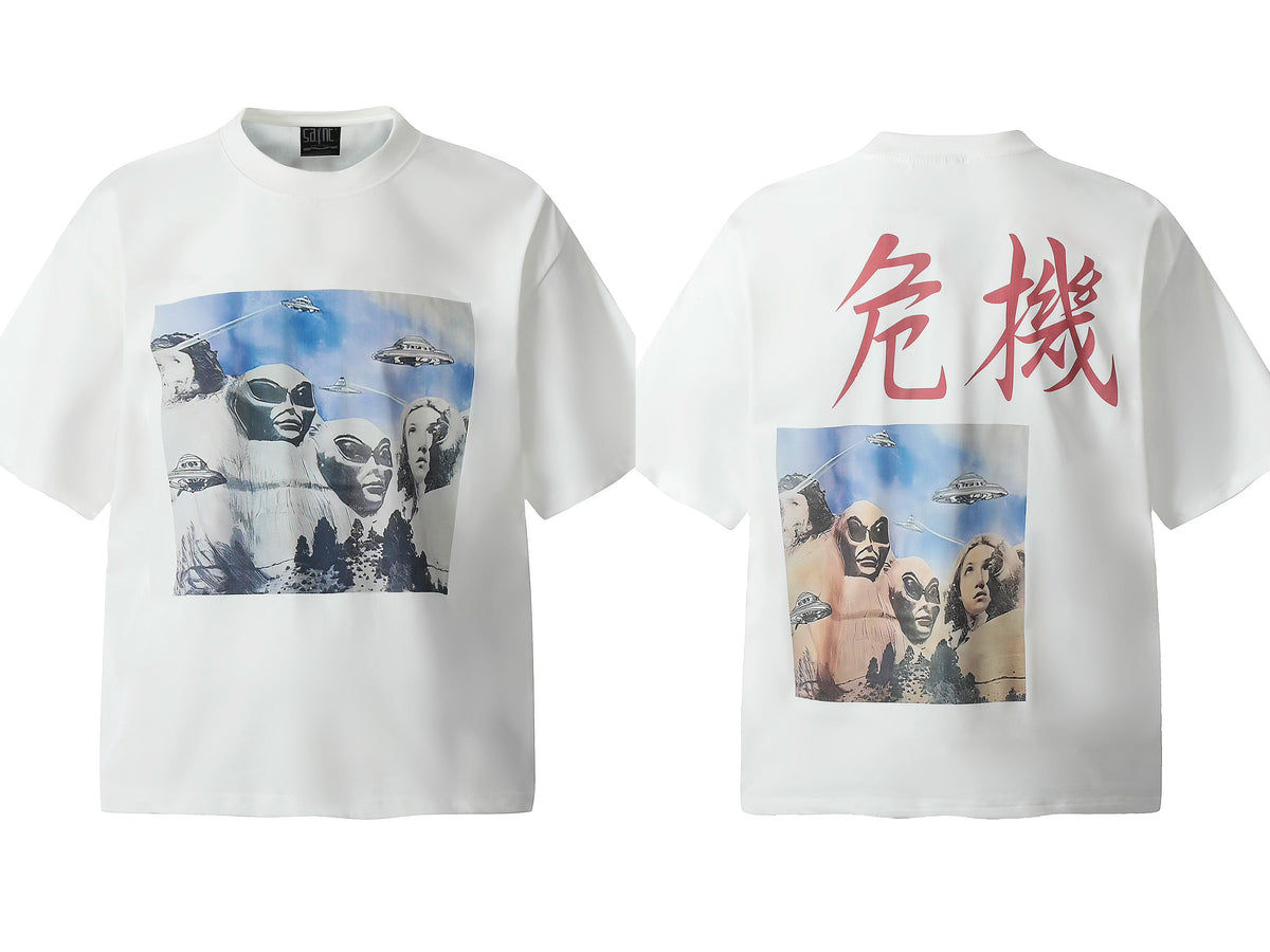 Saint Michael Vintage Washed Multi‑Print Graphic Oversized Tee Street