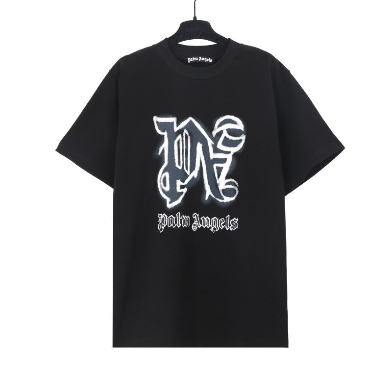 Palm Angels Graffiti Flame Palm Tree Graphic Oversized Tee Streetwear