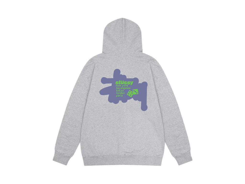 Stussy Zip Up Hoodie Multi Graphic Letter Print Streetwear Jacket