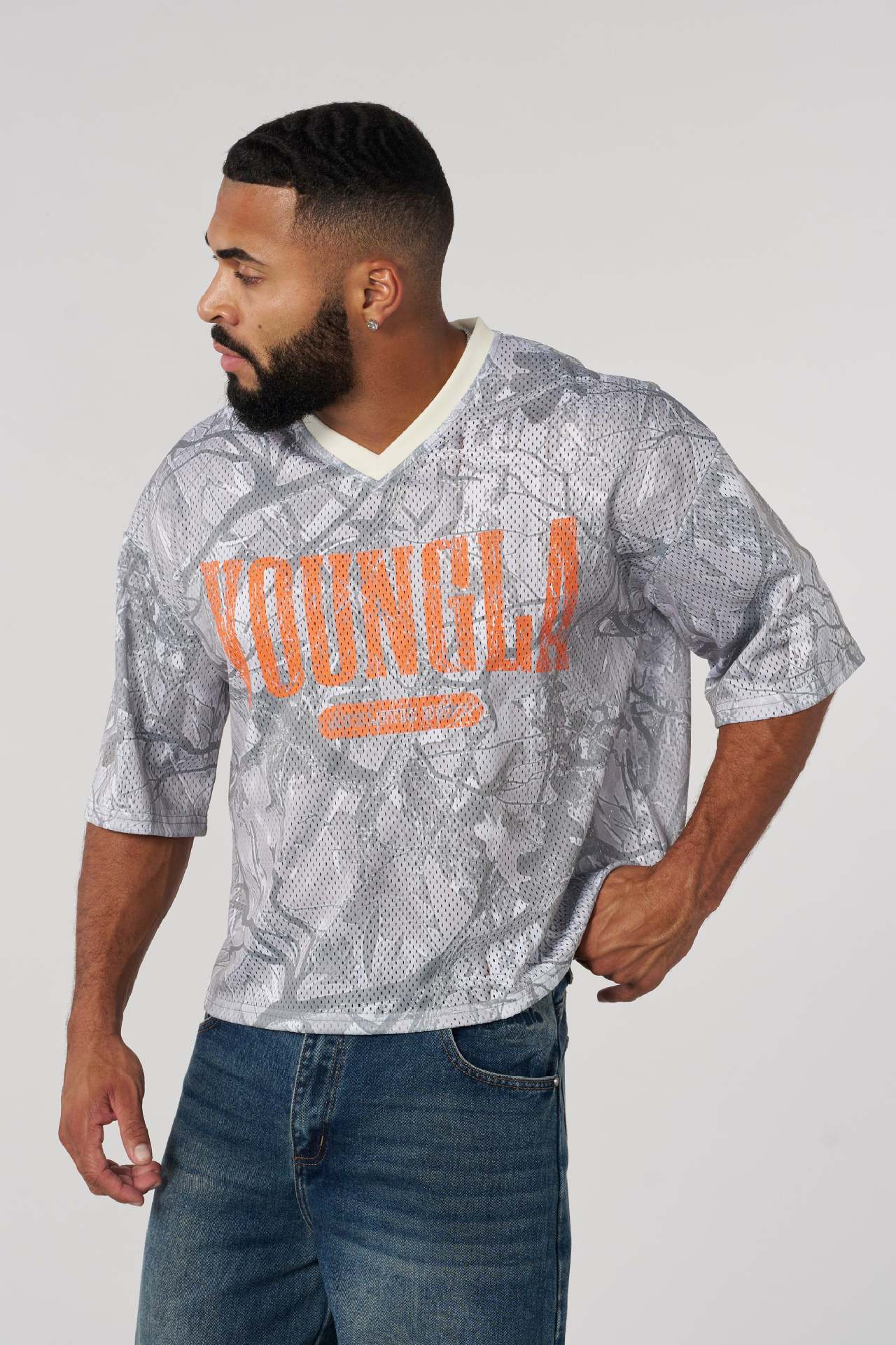 YOUNGLA 4187 Varsity Football Cropped Jersey