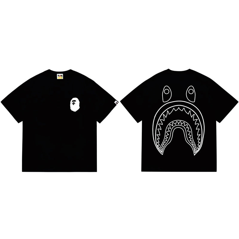 BAPE Ape Head Shark Print Loose Casual Unisex T-Shirt