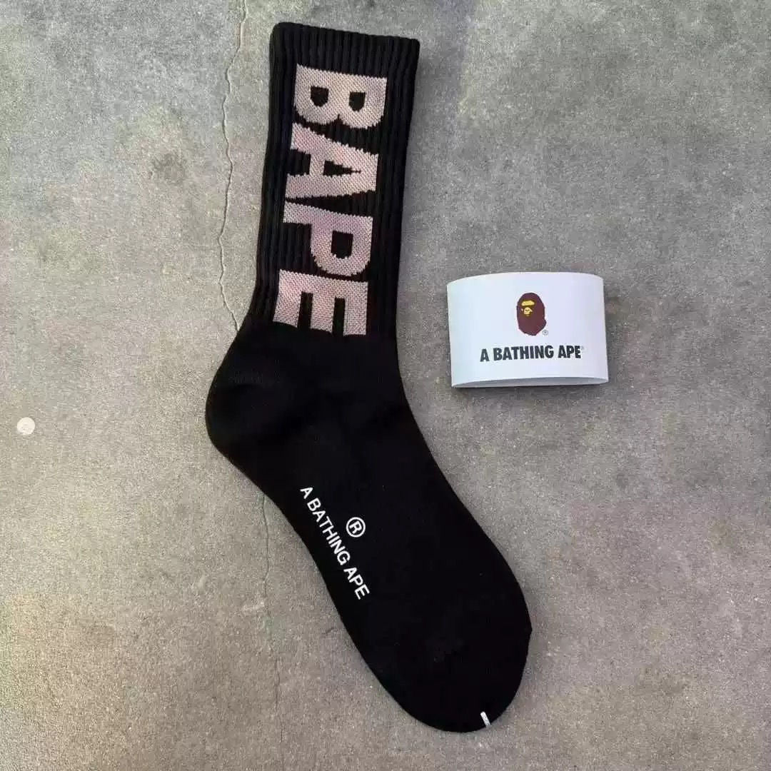 BAPE Ape Head Ribbed Crew Socks Multi Graphic Prints