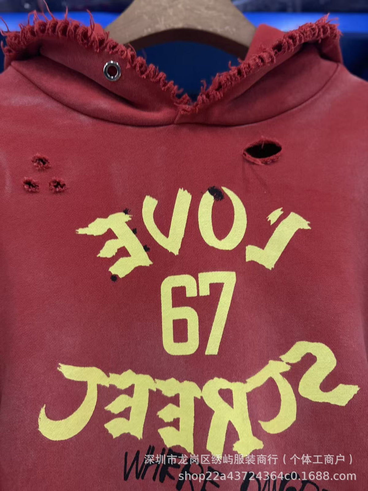 Paly Hollywood Cartoon Letter Hoodie Vintage Wash Graphic Streetwear