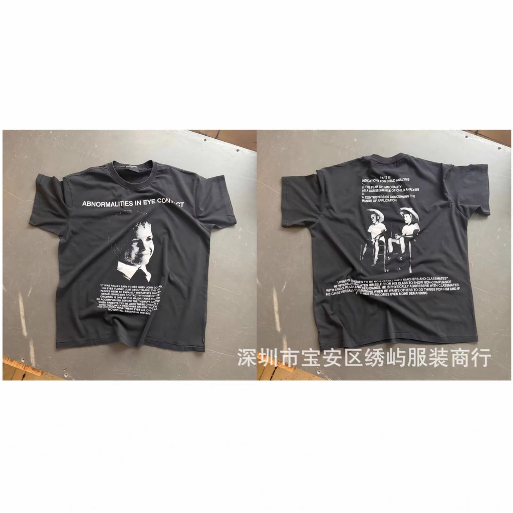 ERD Portrait Letter Print Crew Neck Short Sleeve T Shirt Unisex