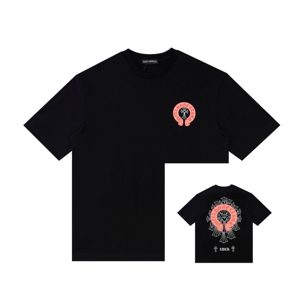 Chrome Hearts Color Sanskrit Cross Horseshoe Print Short Tee Unisex