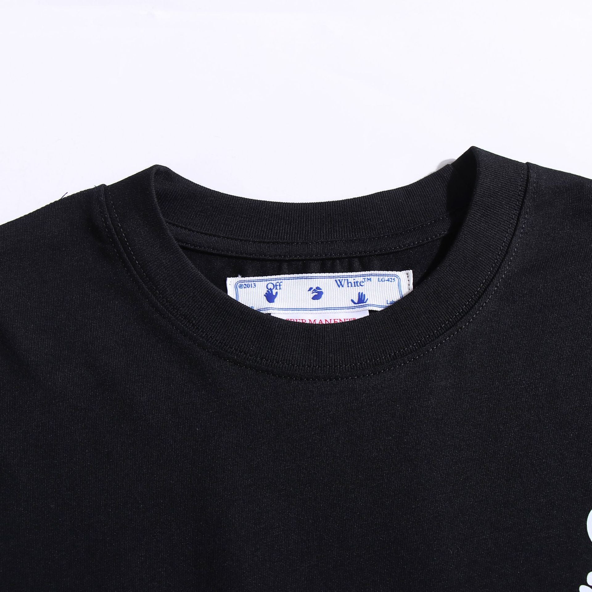 Off White Arrow Hand Letter Graphic Crew Neck Short Sleeve T Shirt