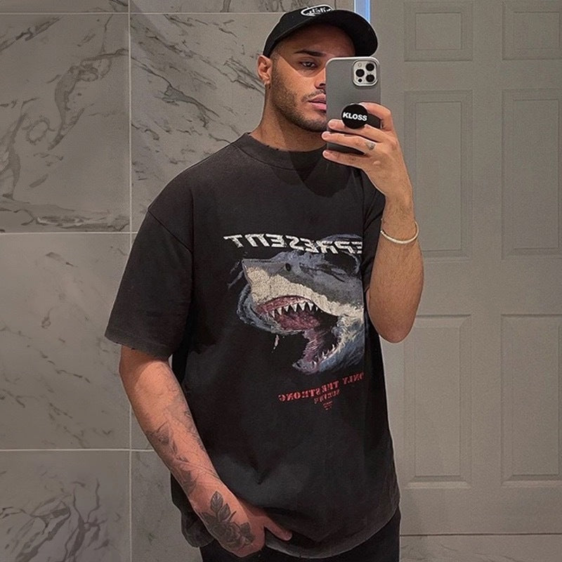 Represent Shark Washed Graphic Oversized Tee Streetwear Unisex