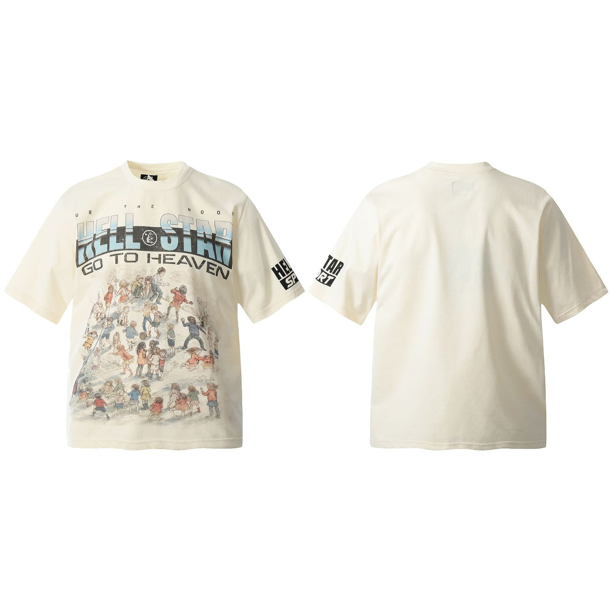 Hellstar Multi‑Graphic Vintage Washed Oversized Tee Streetwear