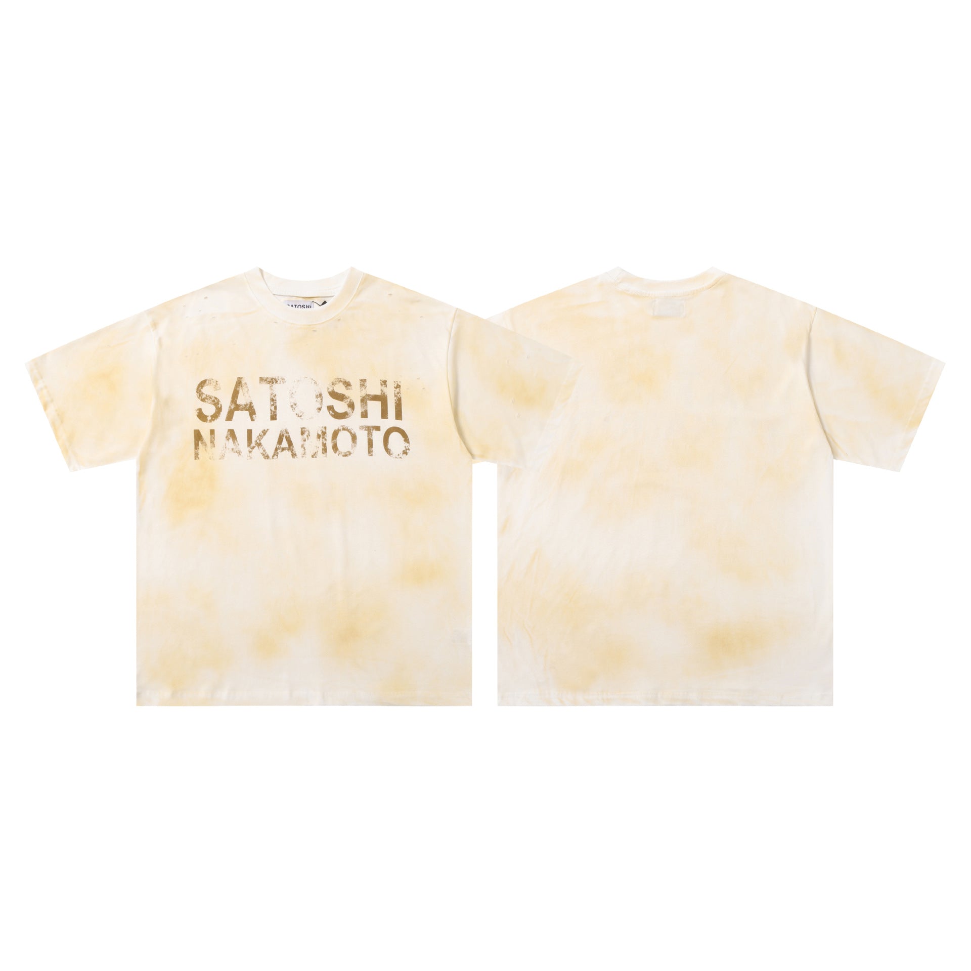 Satoshi Nakamoto Letter Graphic Washed Crew Neck Short Sleeve T Shirt