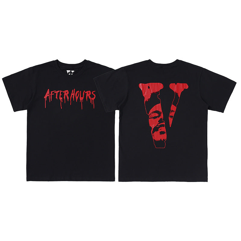 Vlone Big V Letter Graphic Print Short Sleeve Tee Streetwear Unisex