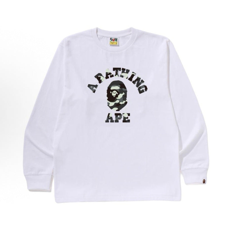 Bape Baby Milo Camo Ape Head Graphic Oversized Long Sleeve Tee Street