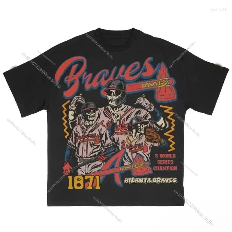 Kixkz Style Vintage Sports Totenkopf Grafik Unisex Oversized Streetwear Baumwoll-T-Shirt