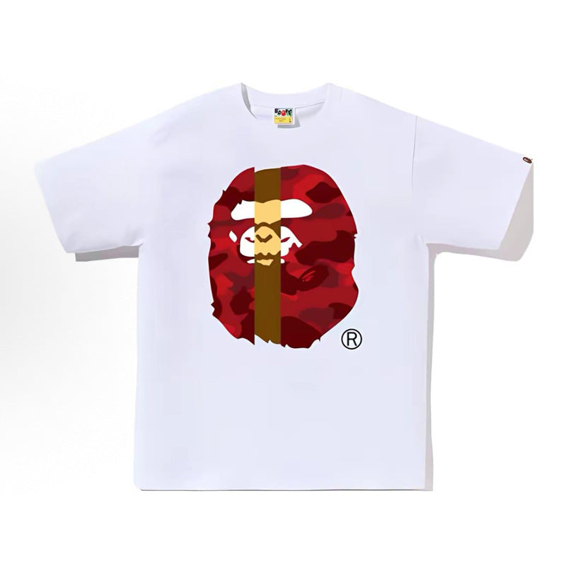 BAPE Ape Head Shark Print Loose Casual Unisex Short Sleeve T-Shirt