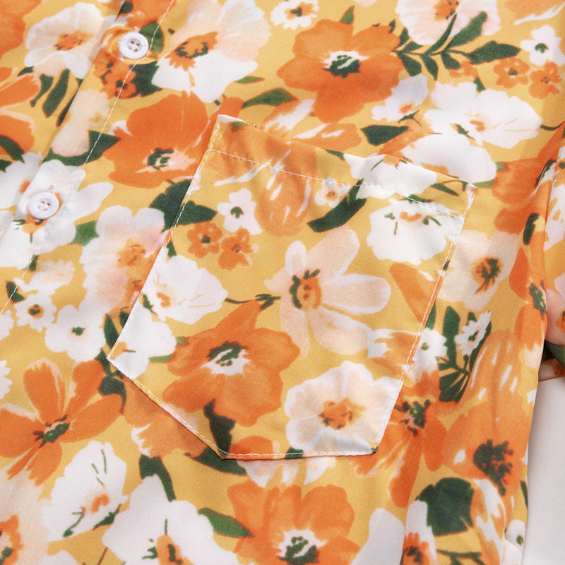 Couple Hawaiian Floral Set Loose 5 Inch Shorts T3664-T3699