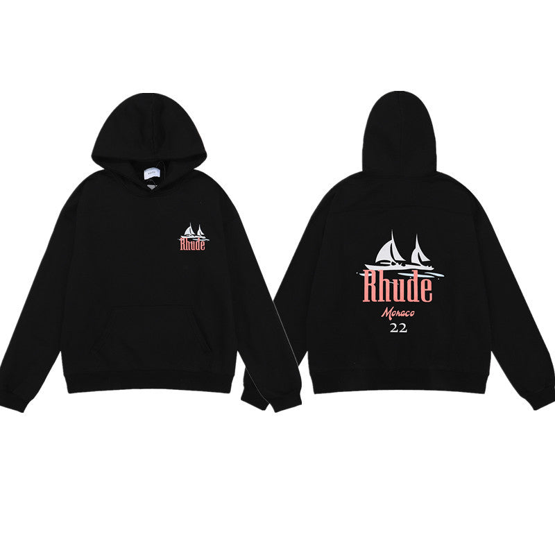Rhude Cartoon Letter Hoodie Streetwear Cotton Pullover Sweatshirt