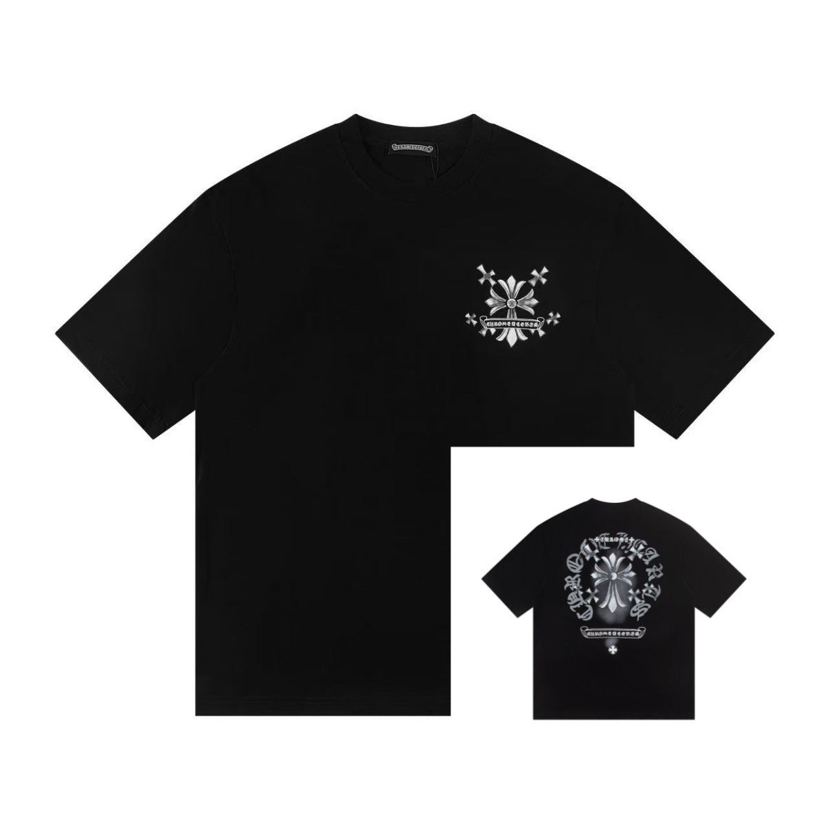 Chrome Hearts Color Sanskrit Cross Horseshoe Print Short Tee Unisex