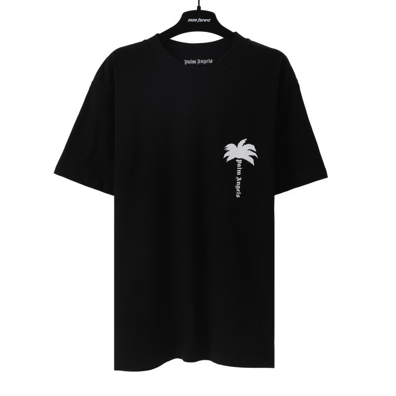 Palm Angels Graffiti Flame Palm Tree Graphic Oversized Tee Streetwear