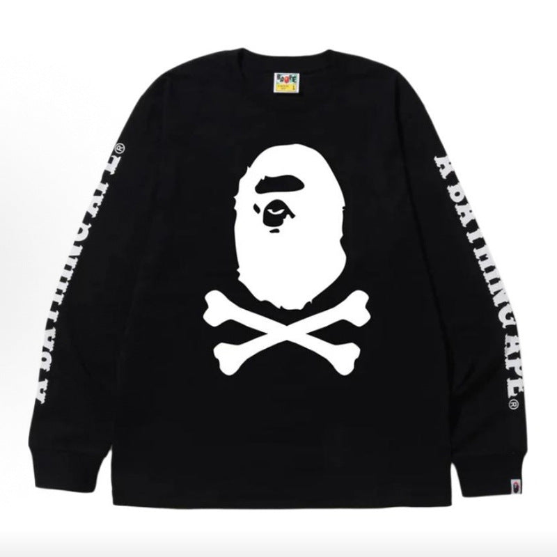 Bape Multi‑Ape‑Head Graphic Oversized Long Sleeve Tee Streetwear