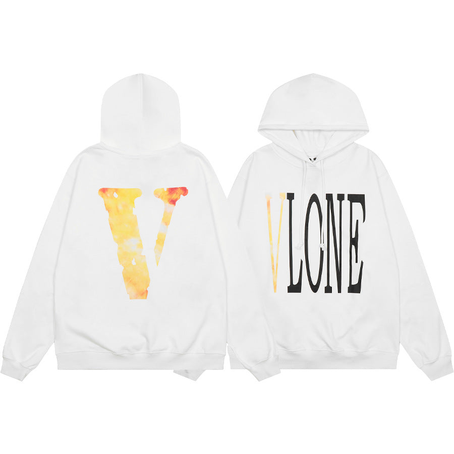 Vlone Multi Pattern Big V Graphic Oversized Hoodie Streetwear Unisex