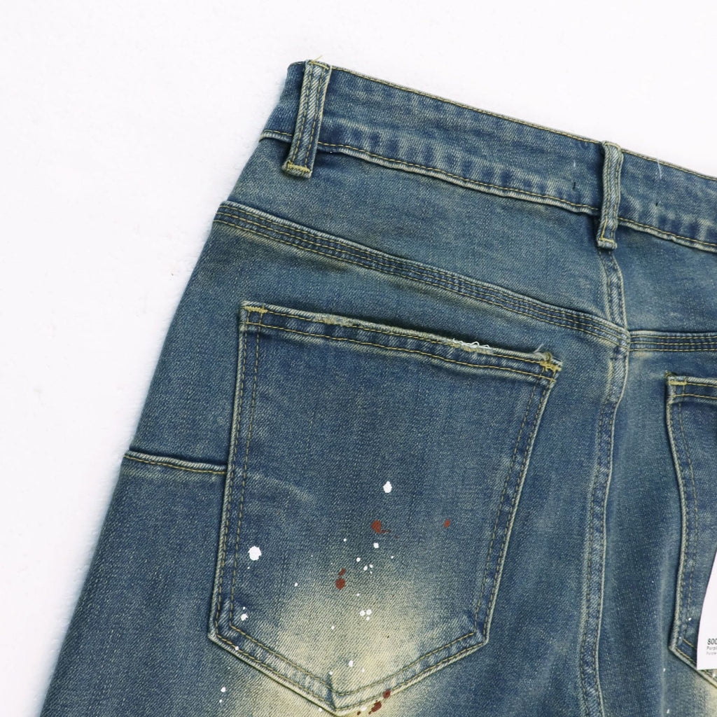 Purple Brand Splash Paint Distressed Skinny Denim Jeans Unisex