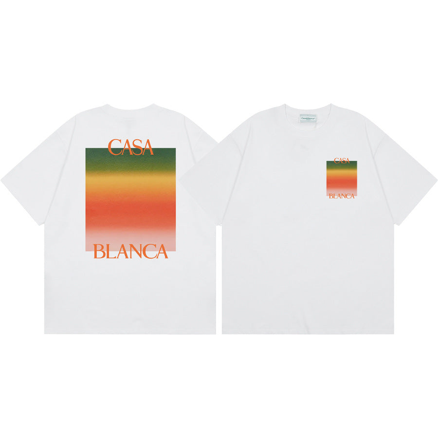 Casablanca Vintage Logo Print Loose Short Sleeve T Shirt Unisex Y2K