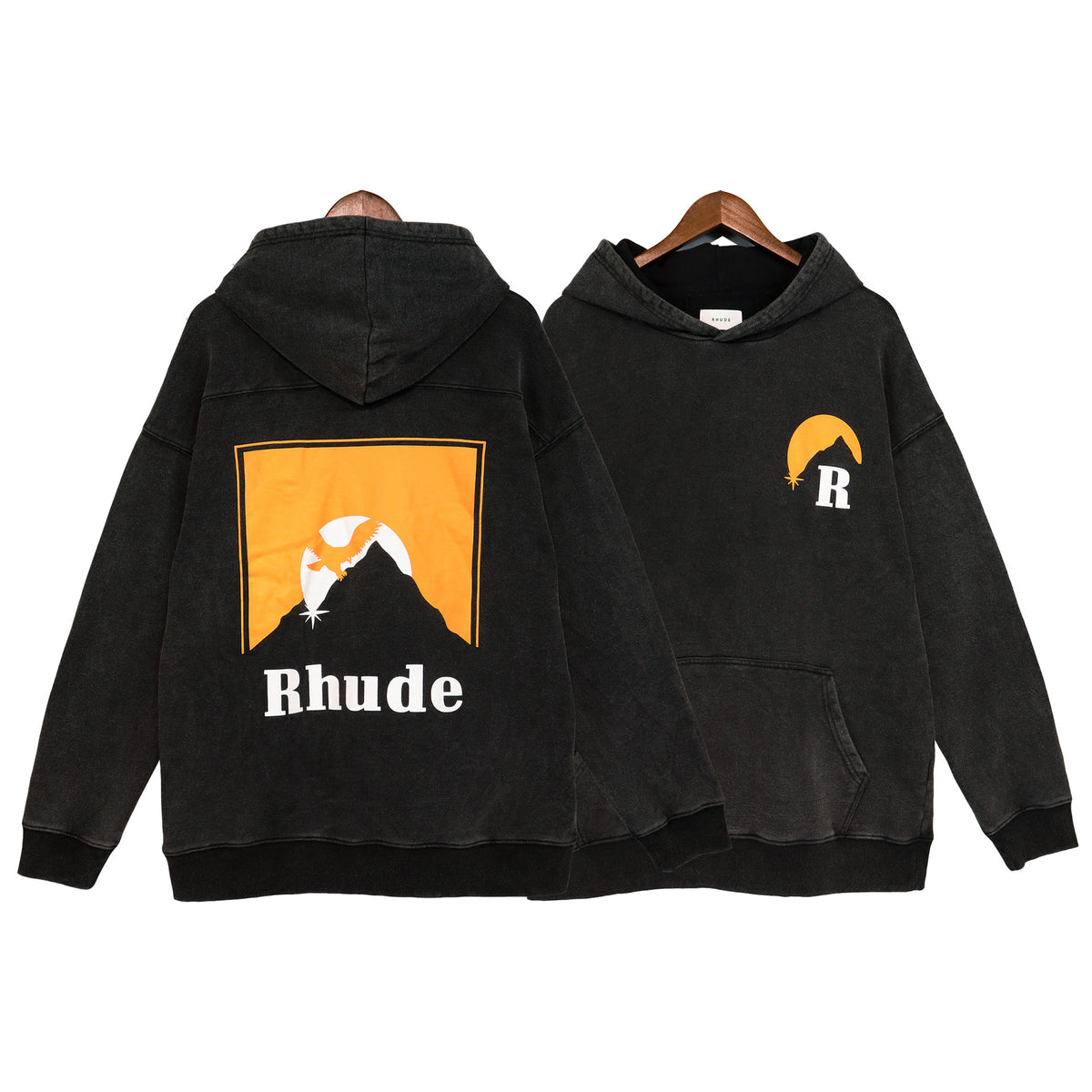 Rhude Cartoon Letter Hoodie Streetwear Cotton Pullover Sweatshirt