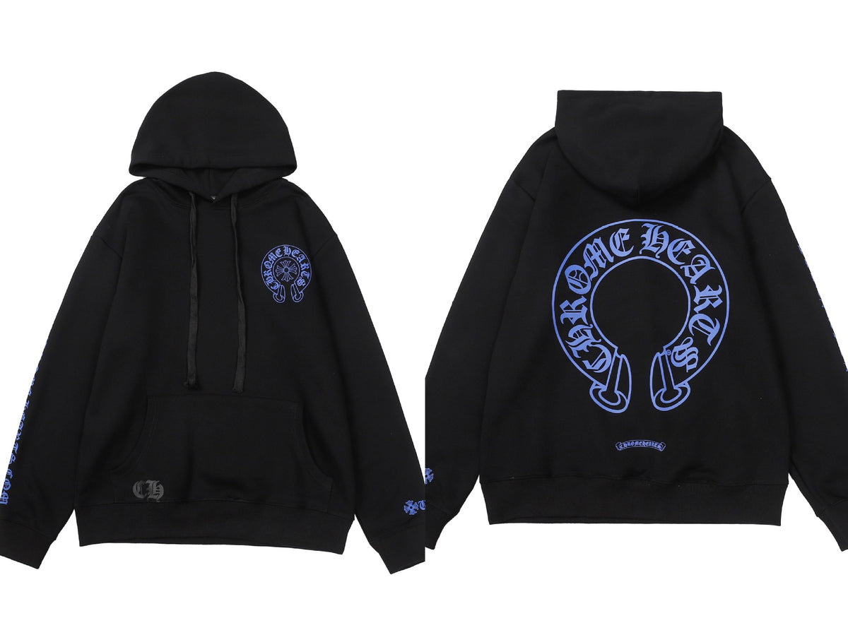 Chrome Hearts Horseshoe Cross Hoodie Goth Streetwear Graphic Pullover